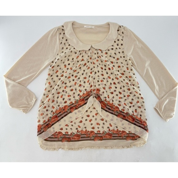 Axes Femme Floral Scalloped Collared Blouse Sz M Fairy Grunge Goth Mori Kei - Picture 3 of 12